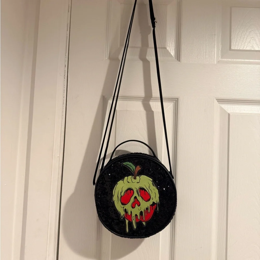 Black Sequin Disney Poison Apple Crossbody Bag